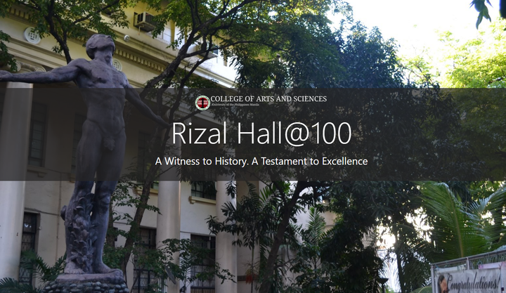 Homepage of the UPM Rizal Hall@100 Exhibit